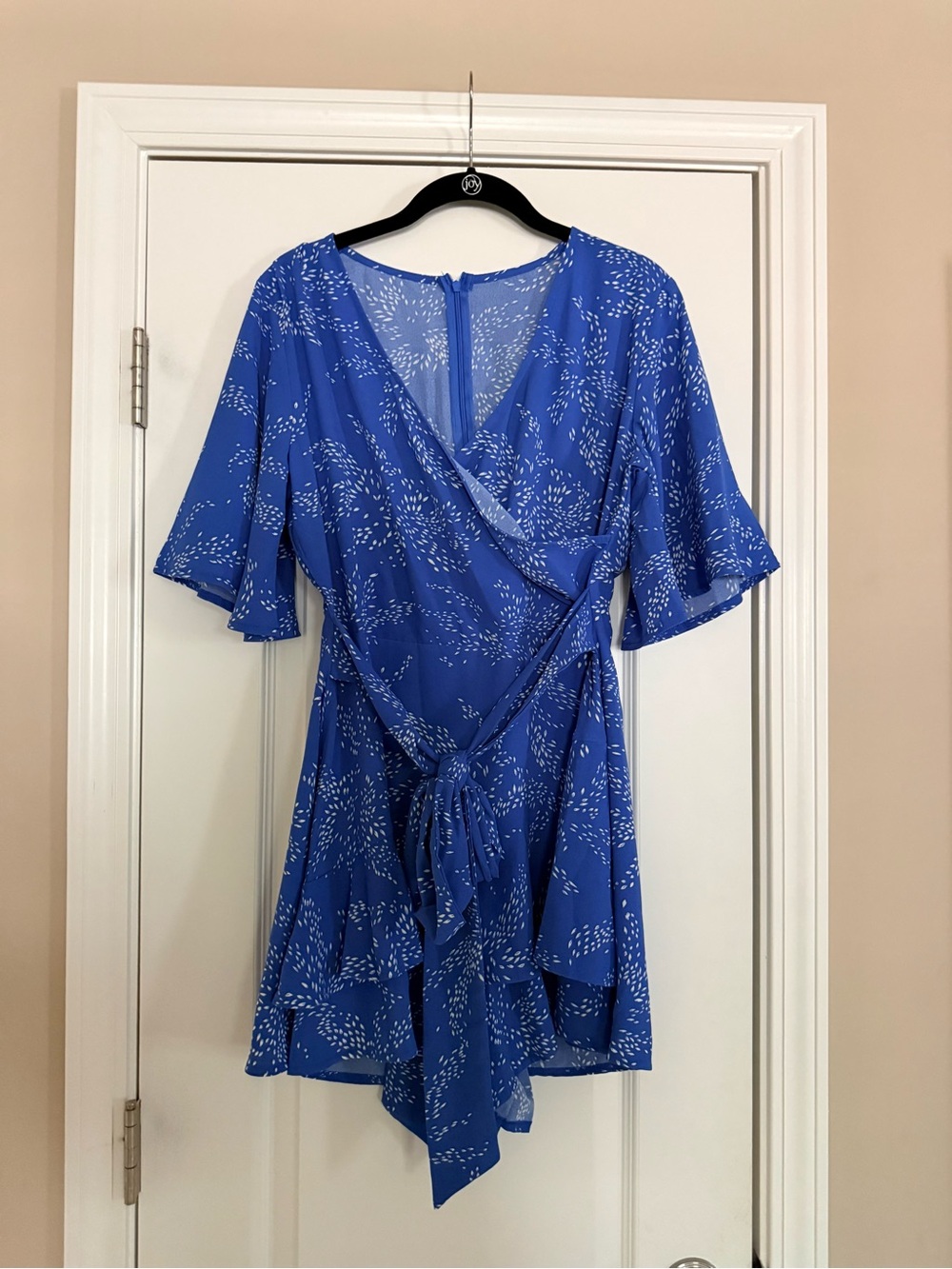 Blue Printed Wrap Dress